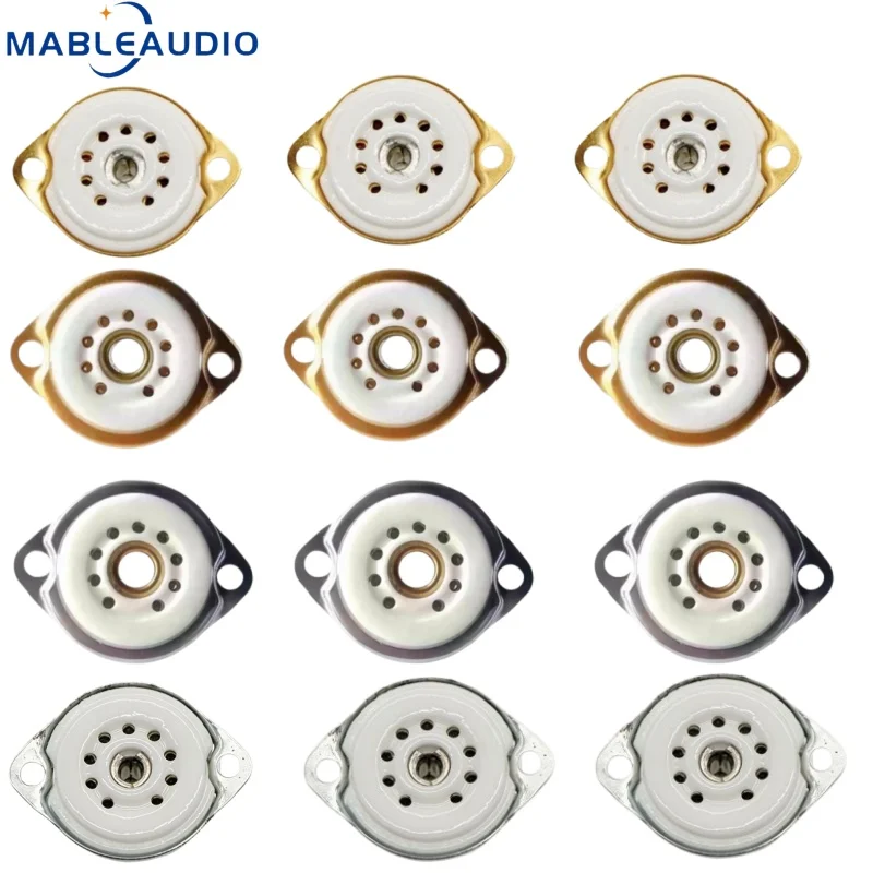 Mableaudio 10PCS Vintage Ceramic 9Pin Valve Base for 12AX7 Series, HiFi Guitar Amplifier Audiophile DIY