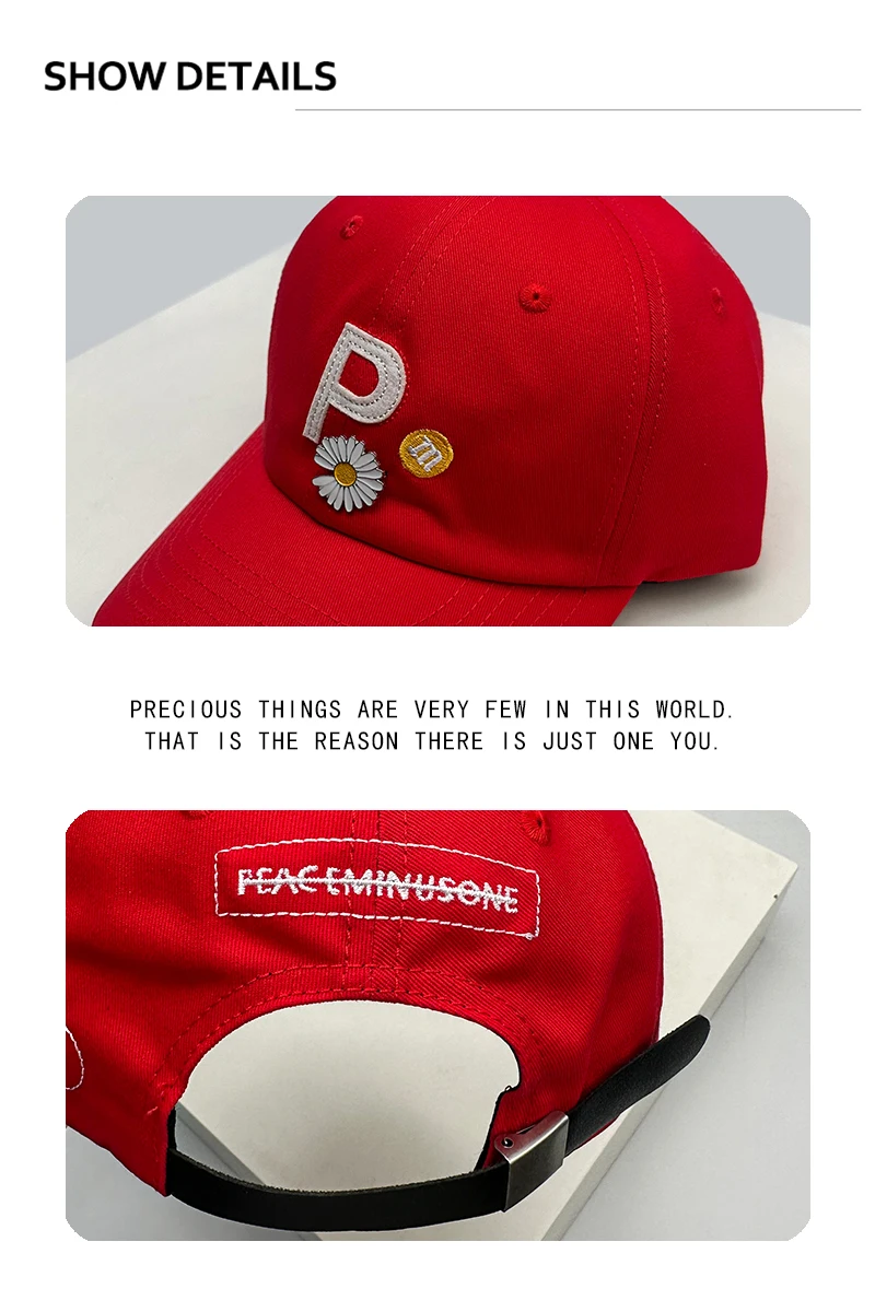 Neue Herren- und Damen-Baseballkappen mit Farbblock-Design, Gänseblümchen-Flügel-Motiv, Buchstaben-Stickerei, Sonnenschutz, Polka-Dot-Muster, vielseitige Nischen-Schirmmützen, modisch. – Detail 4