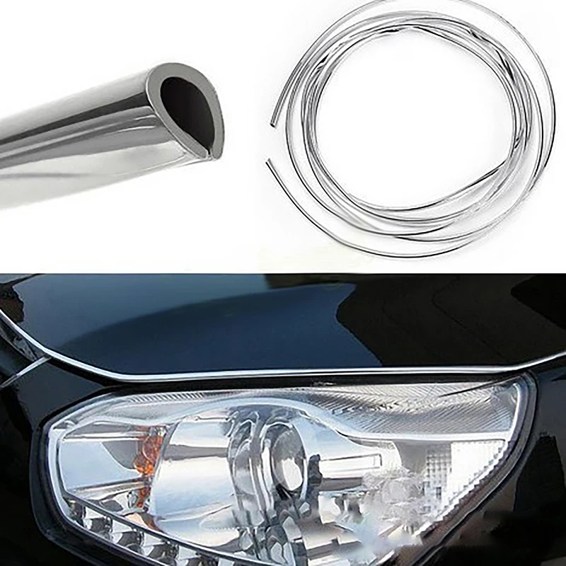 6m Car Door Chrome Moulding Trim Strip Edge Scratch Guard Protector Cover Strip Roll Chrome Styling Moulding Trim Strip