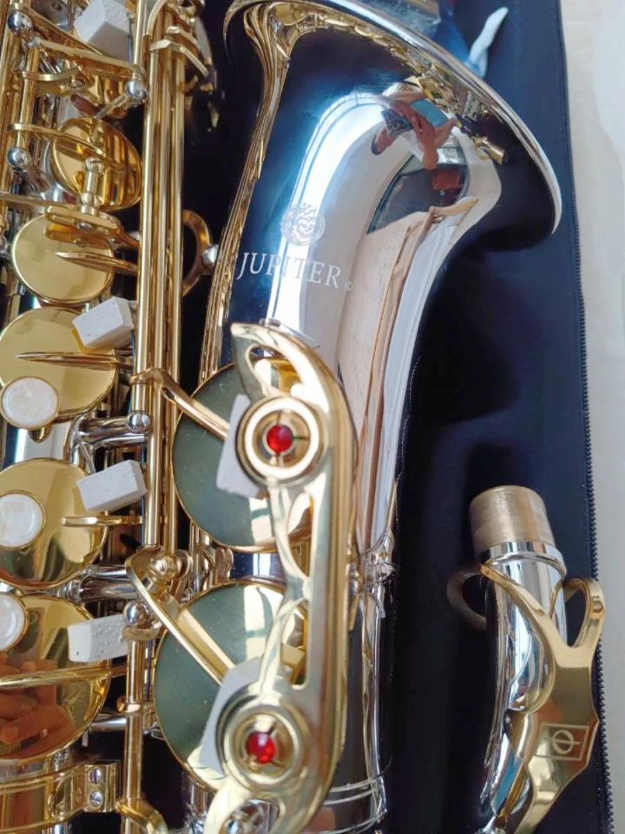 Новый альт-саксофон Eb JAS-1100SG, латунь, никель, посеребренный корпус, золотой лак, ключ, музыкальный инструмент, электронный плоский саксофон с футляром