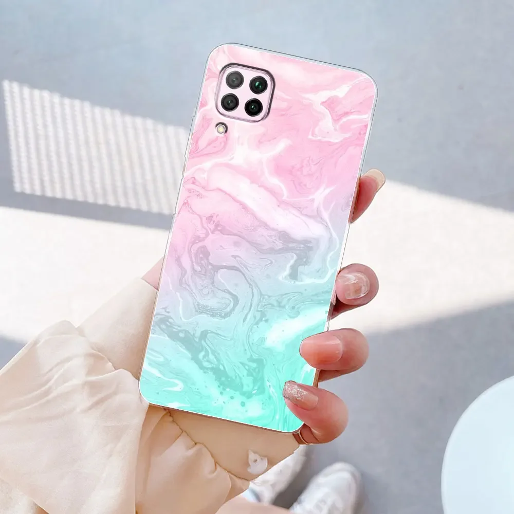 For Huawei P40 Lite Case P40 Lite E Marble Clear Soft Silicone Cases For Huawei P40 Lite Bumper Cover For Huawei P40Lite E Funda