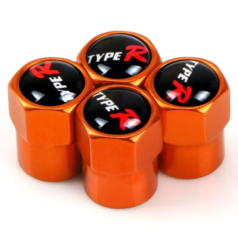 4Pcs Aluminum Type R Tires Valve Caps Car Wheel Valves Tyre Stem Air Caps For Honda Civic Typer City CR-V XR-V HR-V Accord