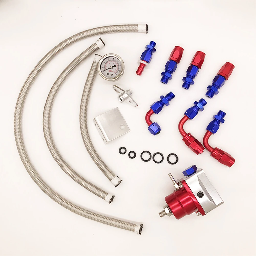 Blue-Red Adjustable Fuel Pressure Regulator Kit Oil 0-160psi Table -6AN For General Fuel Booster Regulator Valve Kit