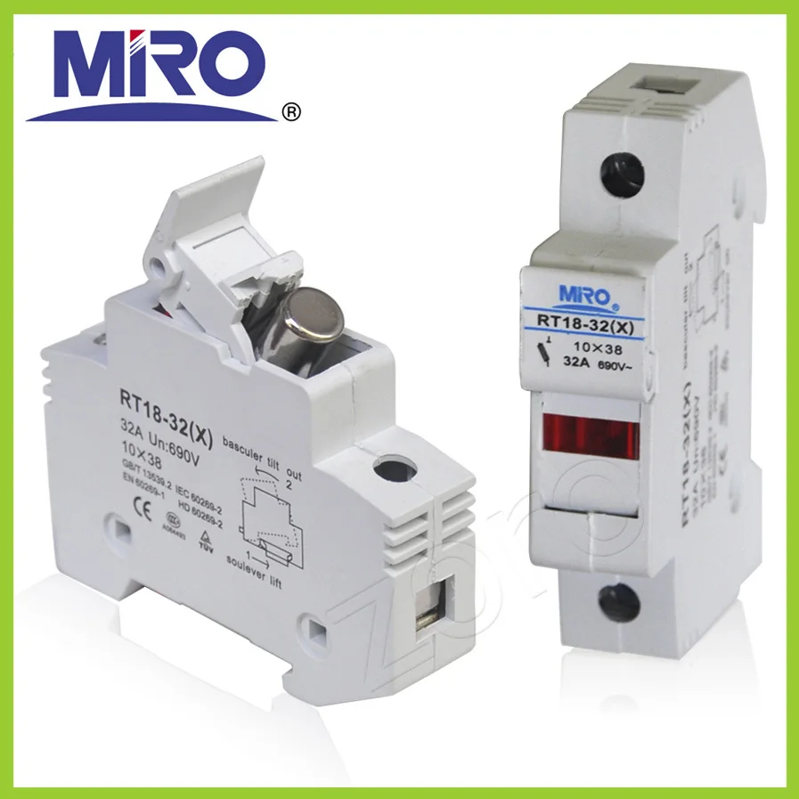 10 sztuk/partia RT18-32X podstawa bezpiecznika uchwyt bezpiecznika z diodą LED LCD garnitur dla 10x38 RO15 RS15