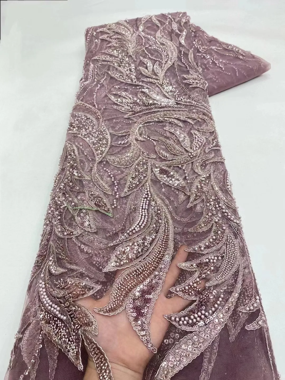 Latest Luxury Elegant French Embroidery Groom Lace Fabric African Nigerian With Sequins Fabric For Wedding Party Dress