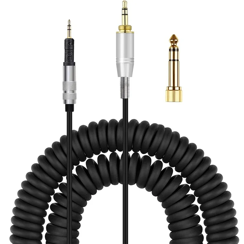 Spring Relief Coiled Replacement Audio Cable For KRK KNS 6400 6402 8400 8402 Studio Monitoring Headphones