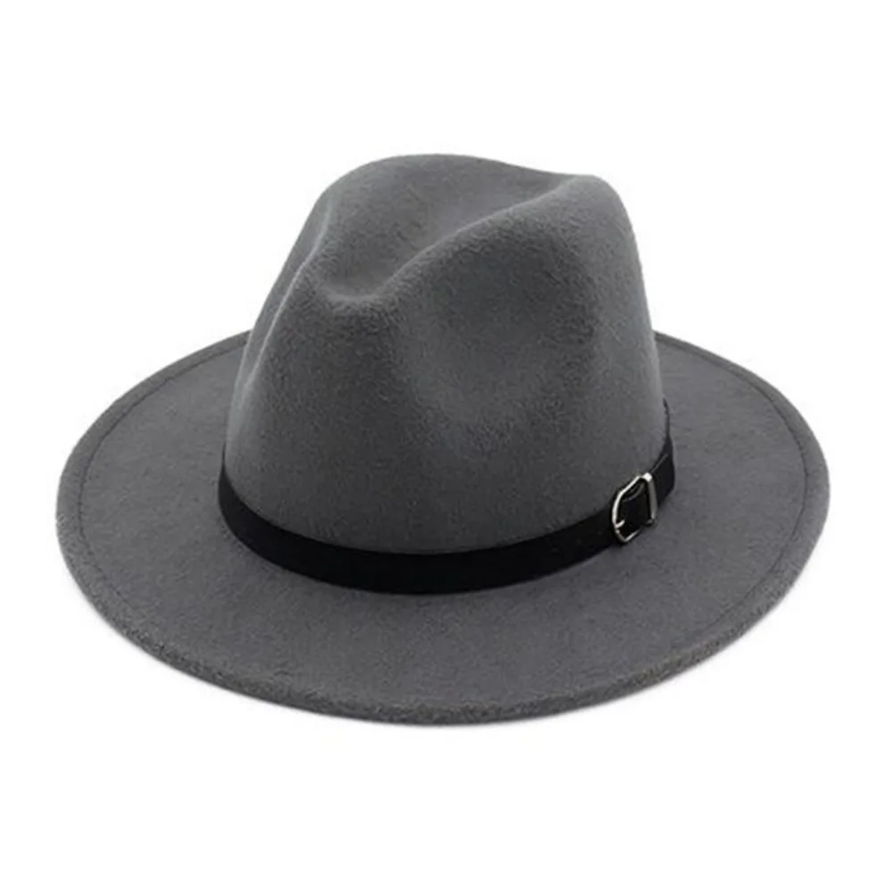 

Модная британская шляпа Fedora с широкими полями для торжественных случаев, однотонные зимние фетровые шапки, повседневные джентльменские шерстяные шапки для мужчин и женщин
