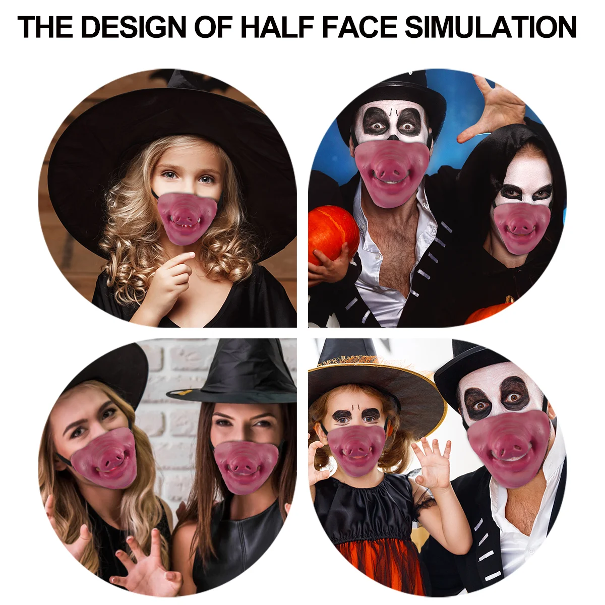 Halloween Funny Half Face Mask Prank Costume Pig Masquerade Make up Scary Cosplay