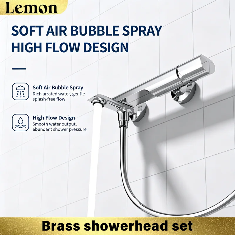 A complete set of shower head with magnetic suction, no top spray, no need for drilling, and pressure-boosting cap