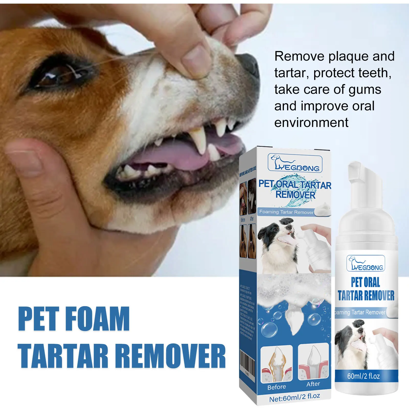 Pet Tartar Remover Anti-Tartar Yellow Teeth Bad Breath Dental Foam Cleaner