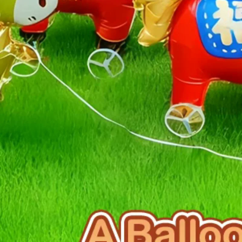 

Adorable Standing Horse 3D Foil Balloon with Wheels for Kids' 2026 Birthday Party, Cartoon Animal Themed Photoprop Ornament