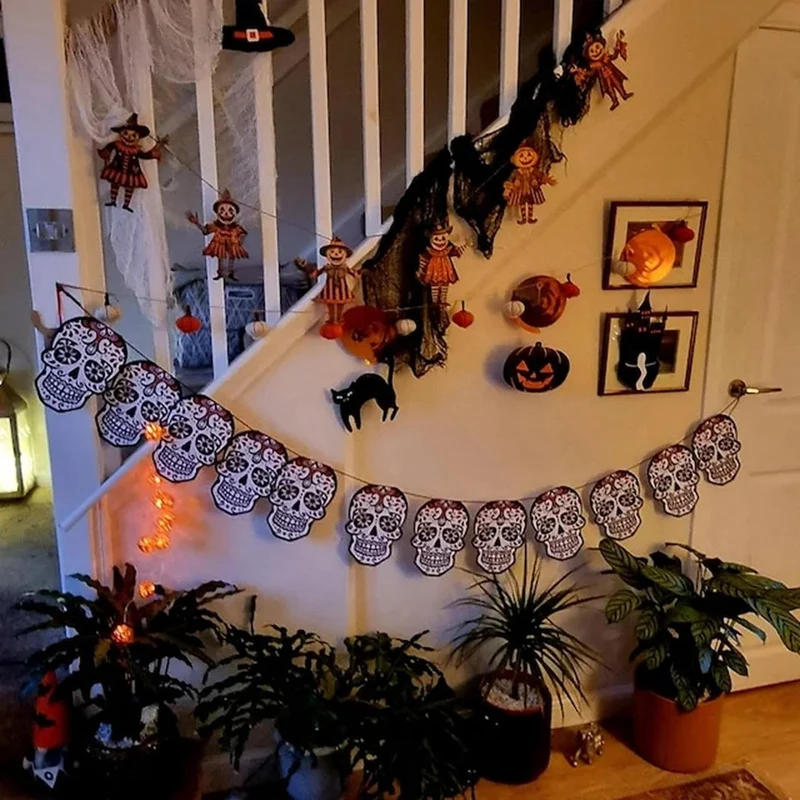 BAAD Decorazioni per stamina di Halloween, decorazioni per striscioni di Halloween in legno Banner di streghe, feste, festival, decorazioni murali