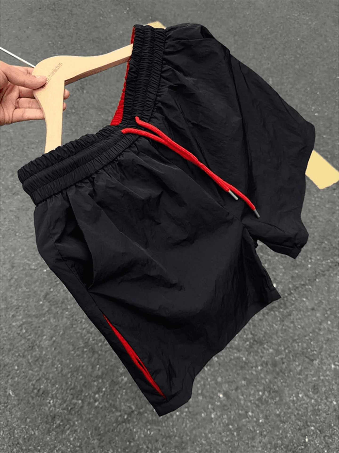 

Quick Dry American Splice Mesh Men's Shorts Summer Thin Breathable Loose Straight Sports Pants Elastic Waist Daily Wear