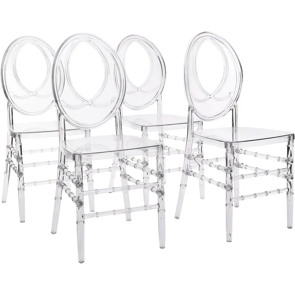 

Набор из 4 прозрачных акриловых стульев для столовой, идеально подходящих для свадеб и мероприятий