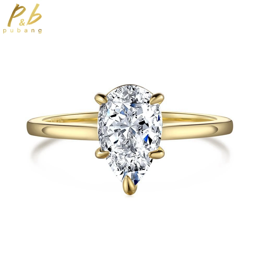 

PuBang for Women Anniversary Gift Fine Jewelry VVS Sapphire Solid 925 Sterling Silver Created Moissanite Cocktail Ring Wholesale