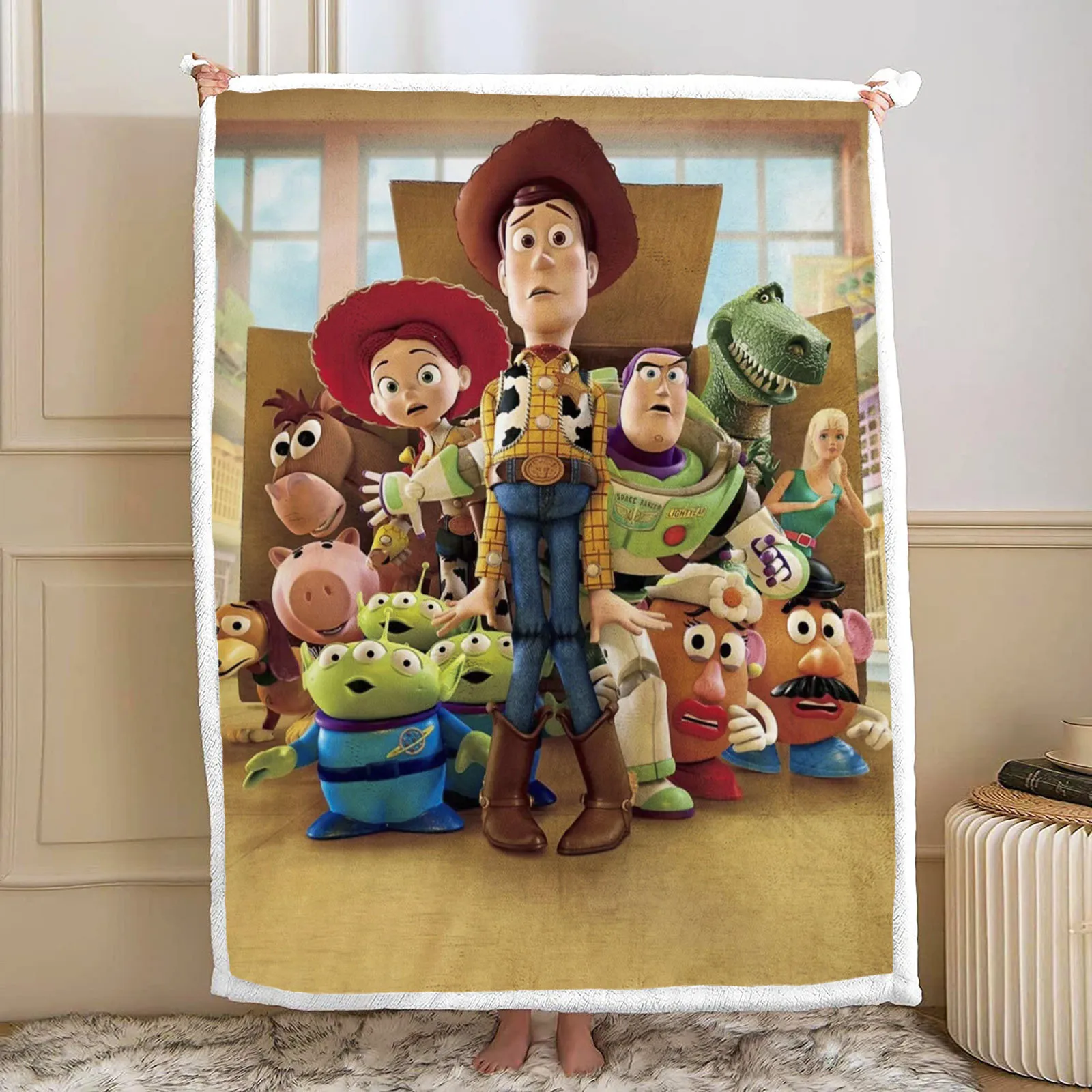 

Toy Story Cartoon Custom Blanket For Children, Nap Kawaii, Furry, Reactive Printing, Fluffy, Plush Throws, Winter