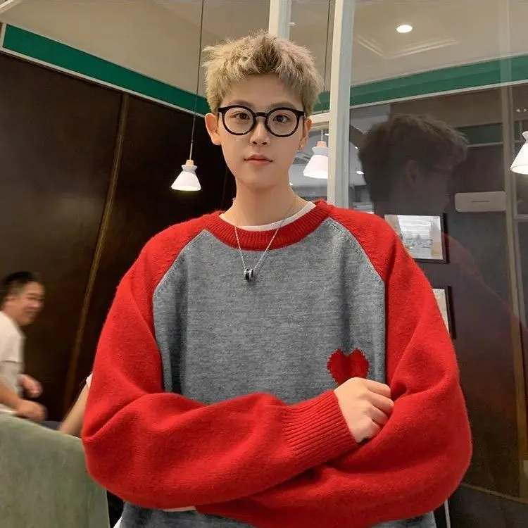 

Loose Wide Ne Knitted Sweater round Ne Pullover ex Lazy Sle Dopane Yarn Knitwear Couple Sweater Women's round Ne