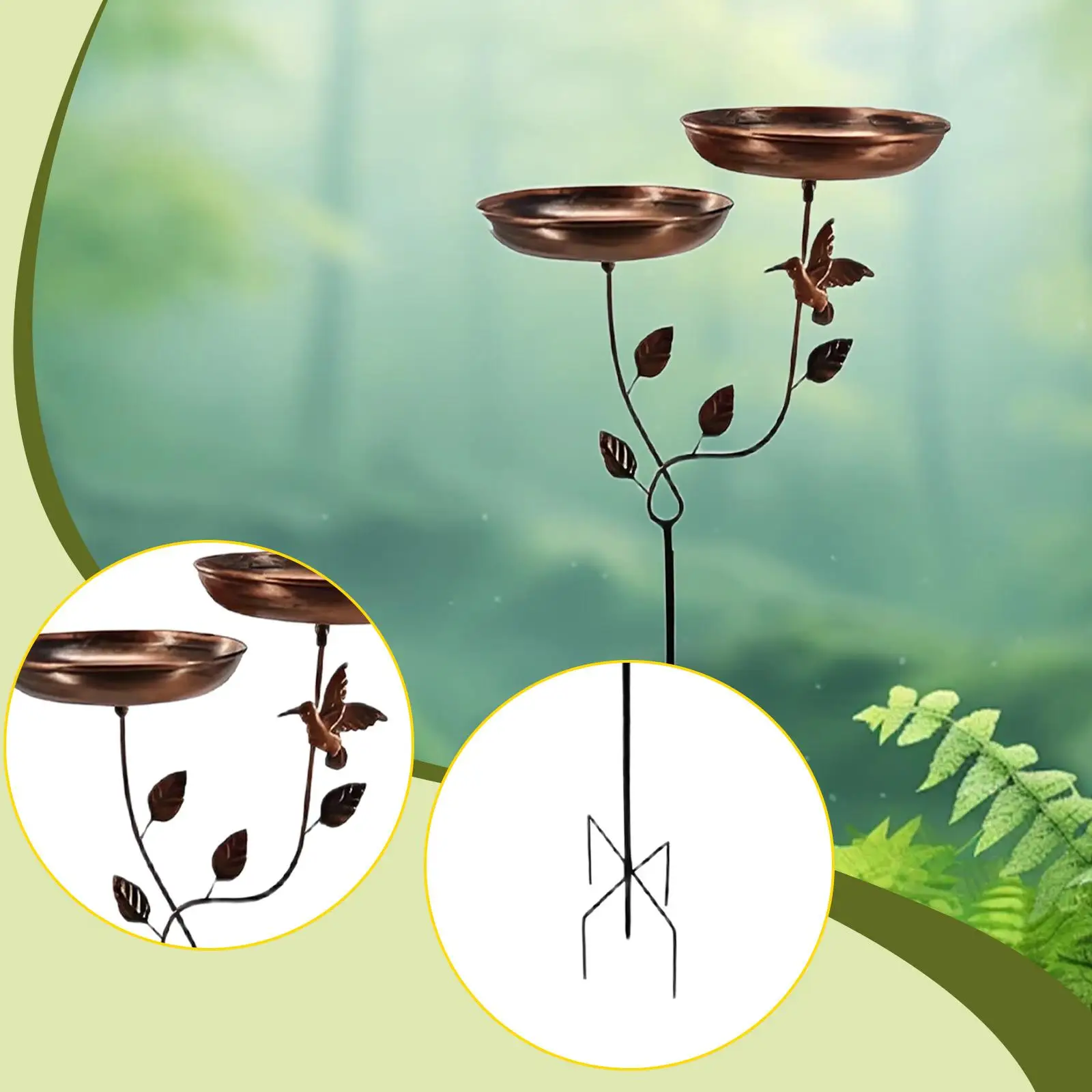 

Metal Bird Bath Retro Weather Resistant Bird Water Bowl Bird Feeder Birdbath