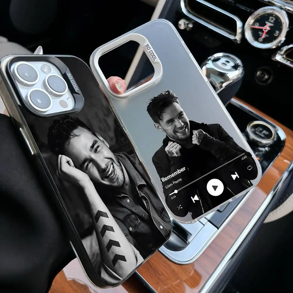 Funda para Teléfono Singer L-Liam Payne para iPhone 17 16 15 Pro Max Plus 14 13 12 11, Negra y Blanca, Antigolpes