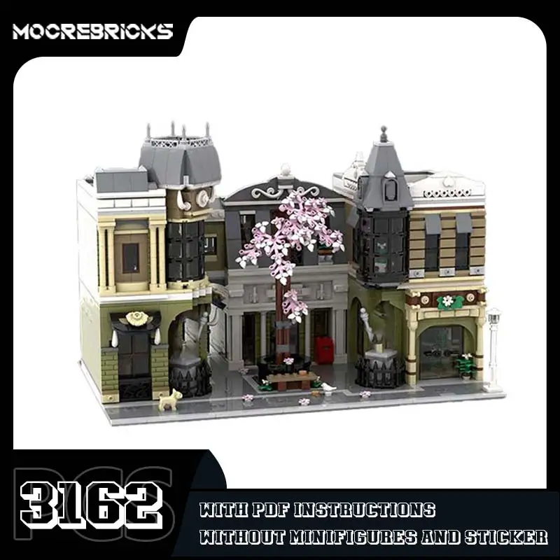 MOC Old Town Square Creative Street View Architecture Modular Building Blocks Assembling Model Toys Children's Gifts