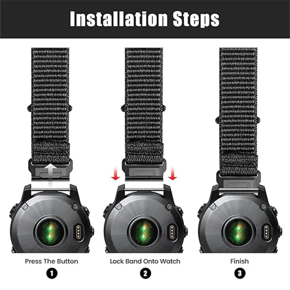 26mm 22mm QuickFit Nylon-Uhrenarmband für Garmin Fenix 8 8Pro 7 7X 6 6X 5X/Forerunner 970 965/Enduro 3/Instinct 3 2X Sportarmband – Detail 8