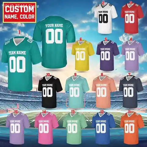 Personalized American Football Jersey Custom Name Number V-Neck Jersey Unisex Football Team Uniforms, Football Lover Gift