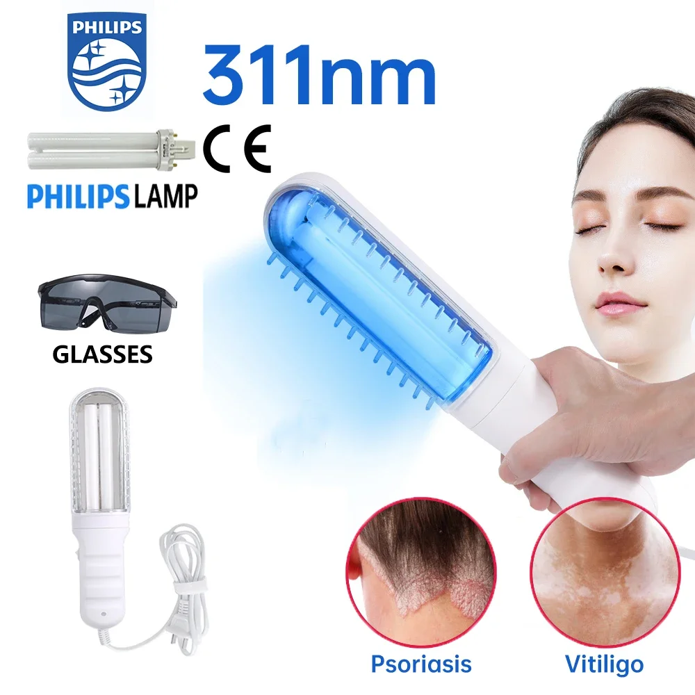 311nm Ultraviolet Phototherapy Instrument 110V 220V Handheld Use UVB Lamp for Vitiligo Psoriasis White Spots Skin Disease