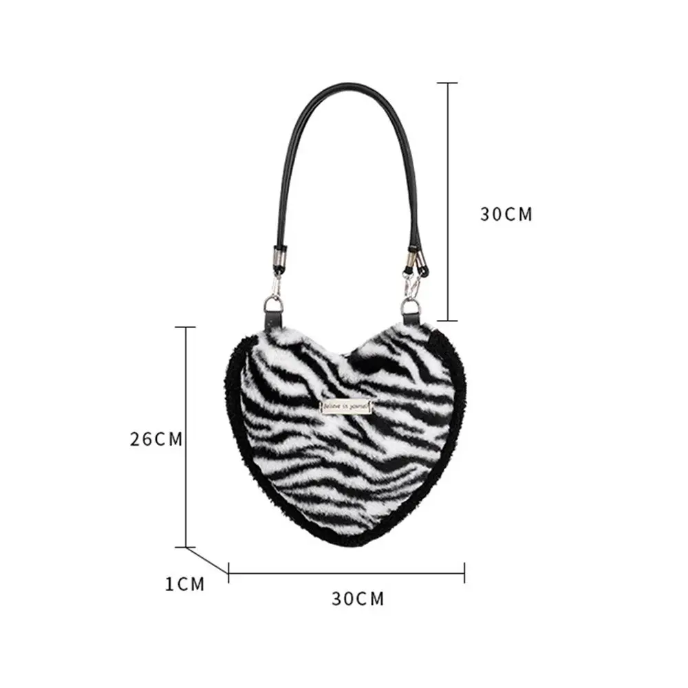 Women Zebra Pattern Furry Fluffy Soft Plush Tote Shoulder Bags Underarm Bags Handbags