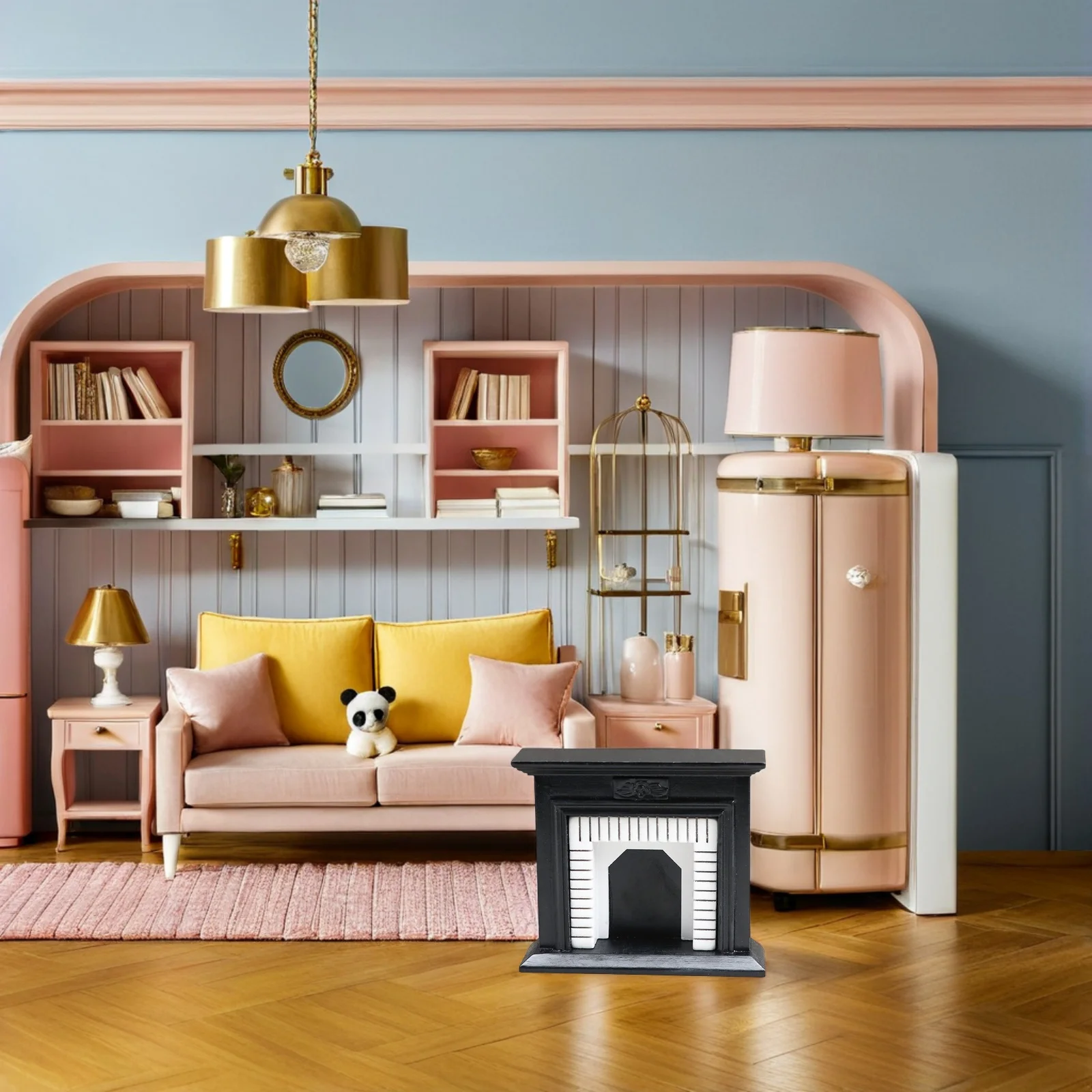 House Furniture Mini Fake Fireplace Decorate Dollhouse Miniature Accessories