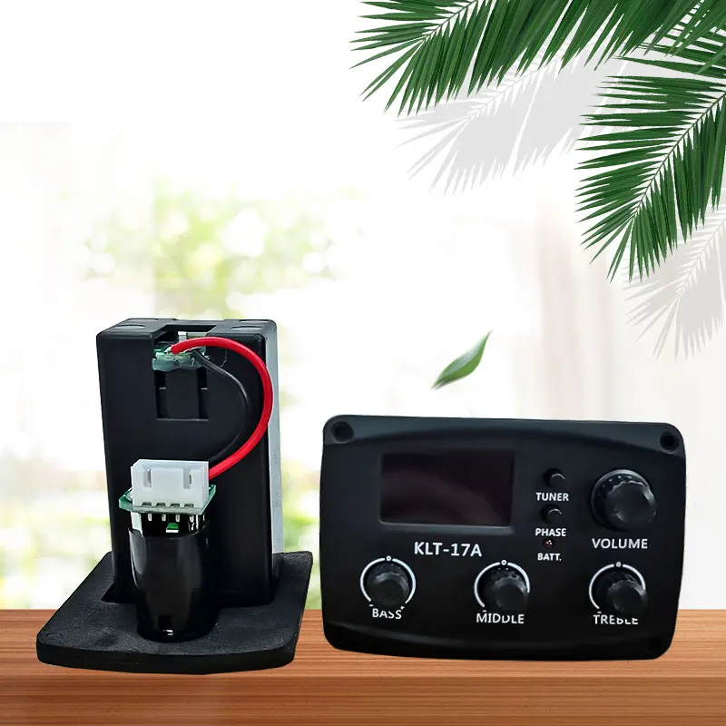 KLT-17A Acoustic Guitar EQ Preamp 70*48mm with Digital Procedding Tuner 3 Band EQ Equalizer with Tuner Guitar Pickup