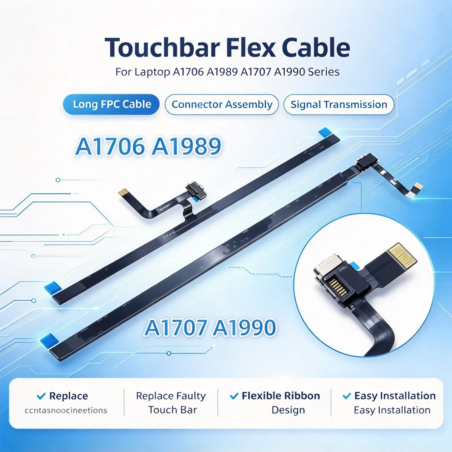A1989 A1706 Touchbar A1990 A1707 Touchbar For MacBook Pro Retina 13' 15' Touch Bar with Cable 2016 2017 2018 2019 Year