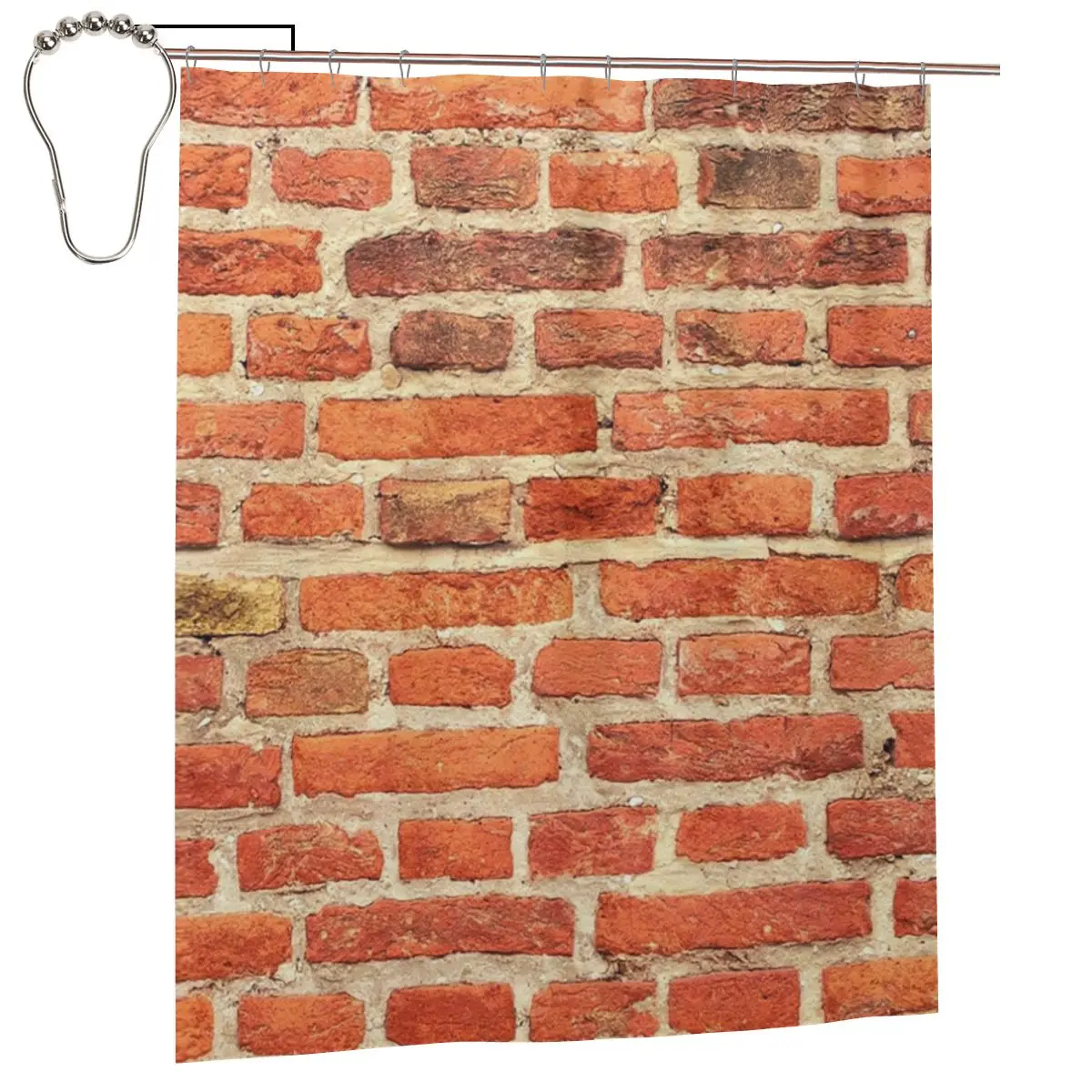 

The Red Brick Wall Shower Curtain Bathroom Polyester Waterproof Bath Curtains with Hooks
