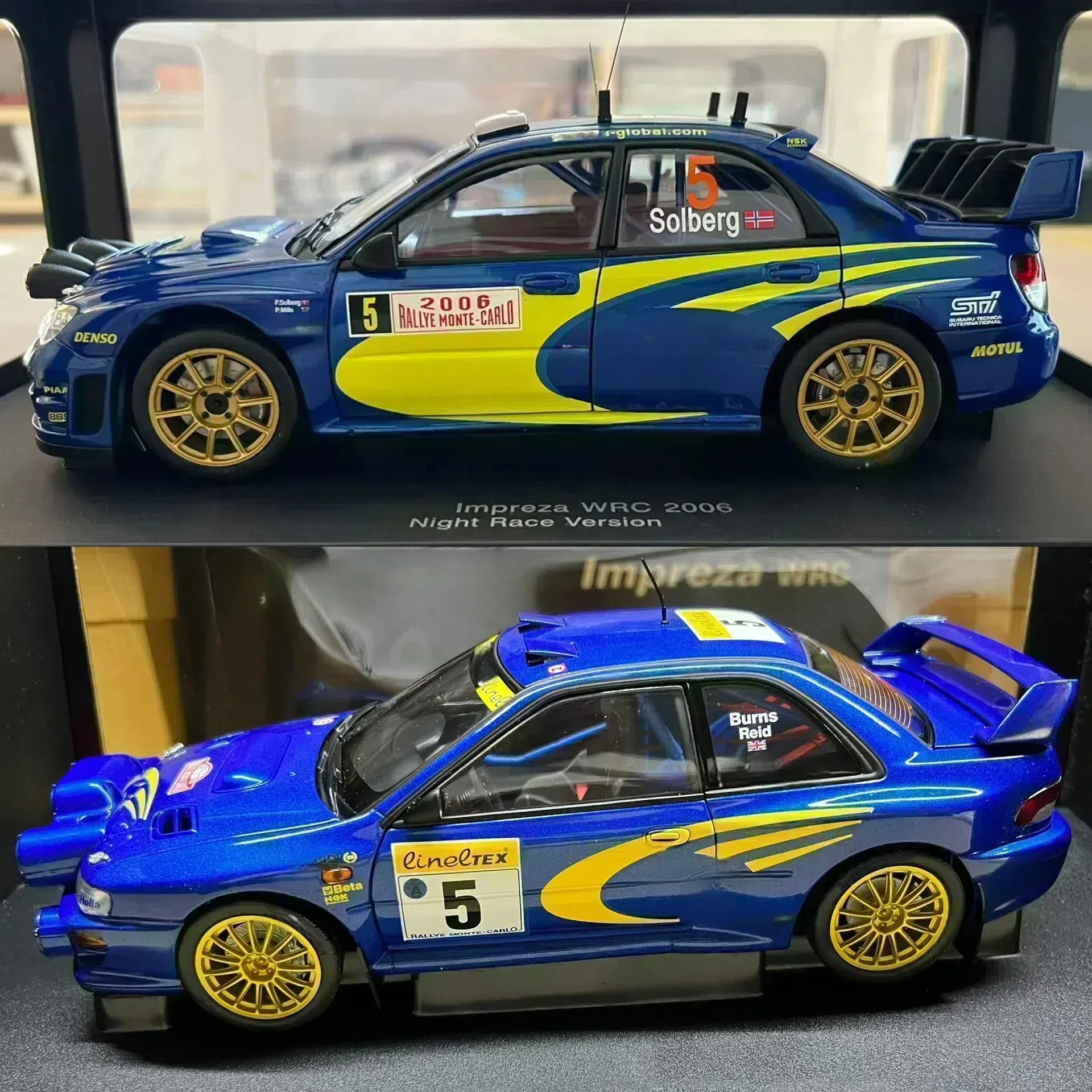 Autoart 1:18 Impreza STI WRC 2008 Night Race Version Simulation Limited Edition Alloy Metal Static Car Model Toy Gift