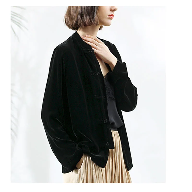 Fengaoyu High-end Silk Velvet Women's Shirt Stylish and Elegant Blouse Retro and Comfortable, Breathable Sweat-absorbent Casual