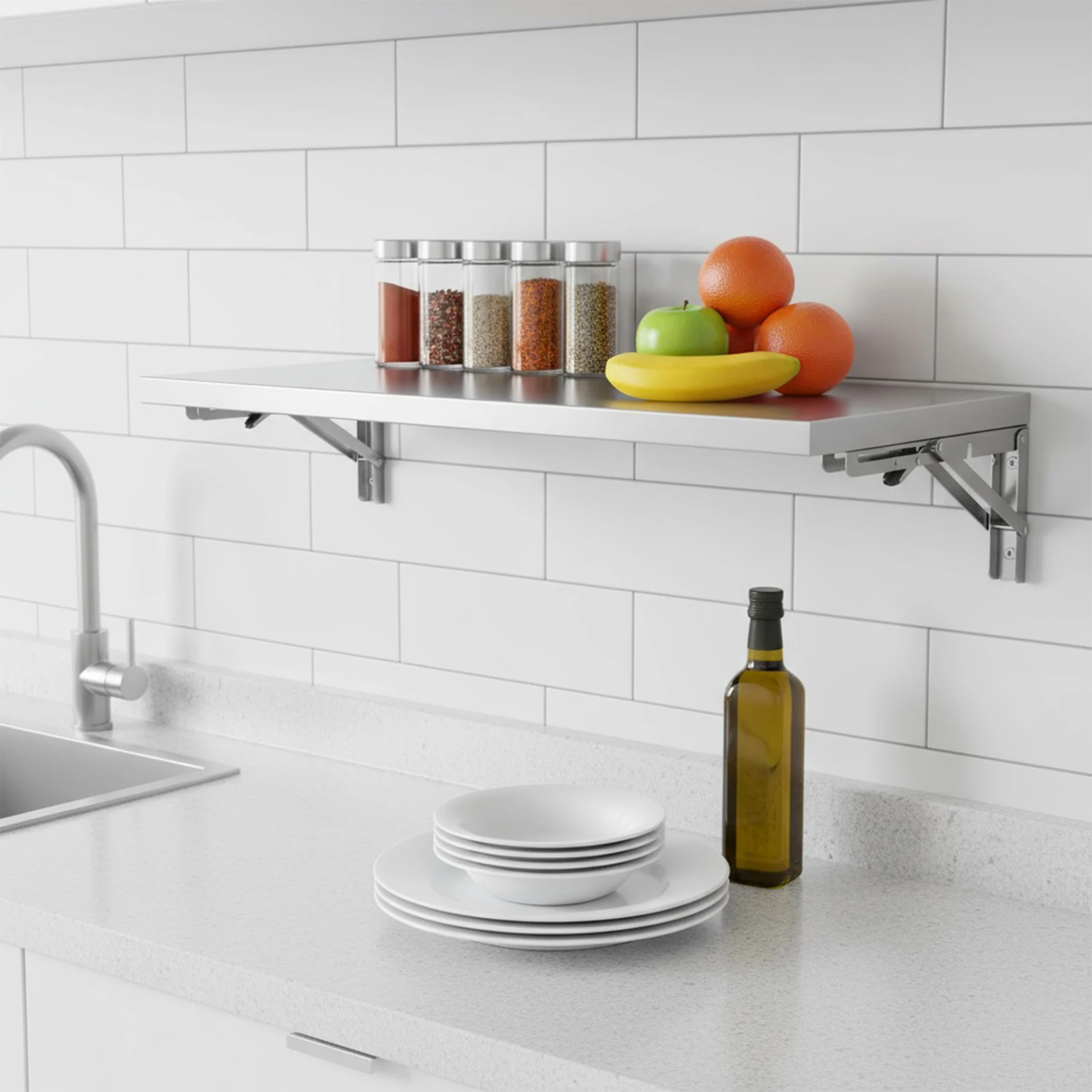 

Настенный складной стол из нержавеющей стали, компактный мини-стол для кемпера, складной кронштейн для кухни и столовой