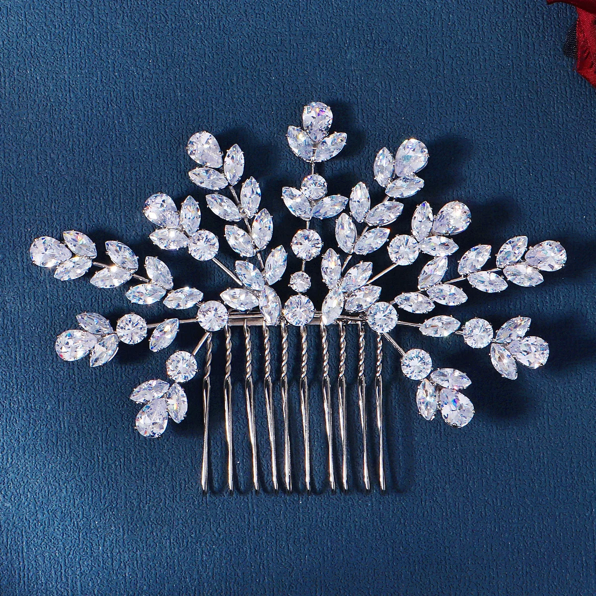 New Luxury Zirconia Bridal Hair Comb Sparkling Handmade Hair Comb for Women Wedding Headpieces Jewelry Accessories