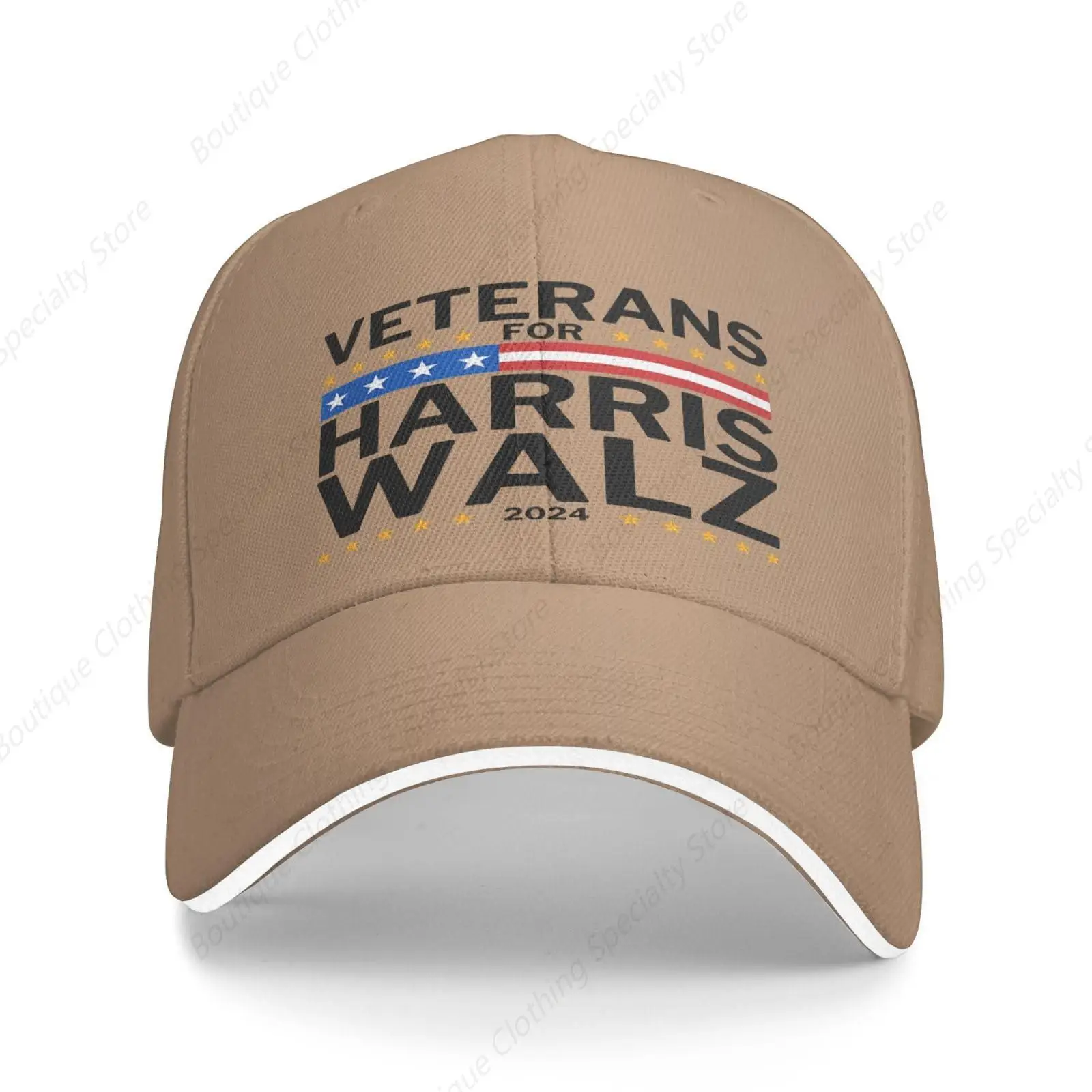 Veterans for Harris Waltz 2024 Hat Veterans for Kamala Harris Tim Walz 2024 Supporter Baseball Cap Trucker Hat Natural