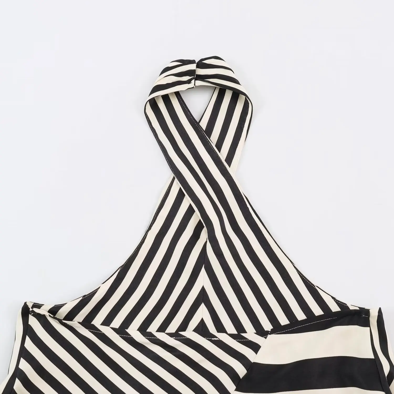 KONDALA Damen Trendiger Eleganter Gestreifter Hosenanzug, Neckholder-Top mit überkreuztem Kragen, Hose mit elastischem Bund, Sommer-Freizeit-Chic-Set 2026 – Detail 13