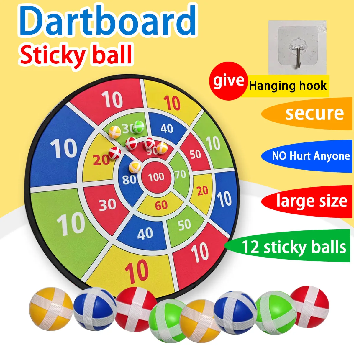 12 Ball Children's Sticky Ball Dart Plate Set Large Size Target Indoor and Outdoor Parent Child Interactive Party Game Toys