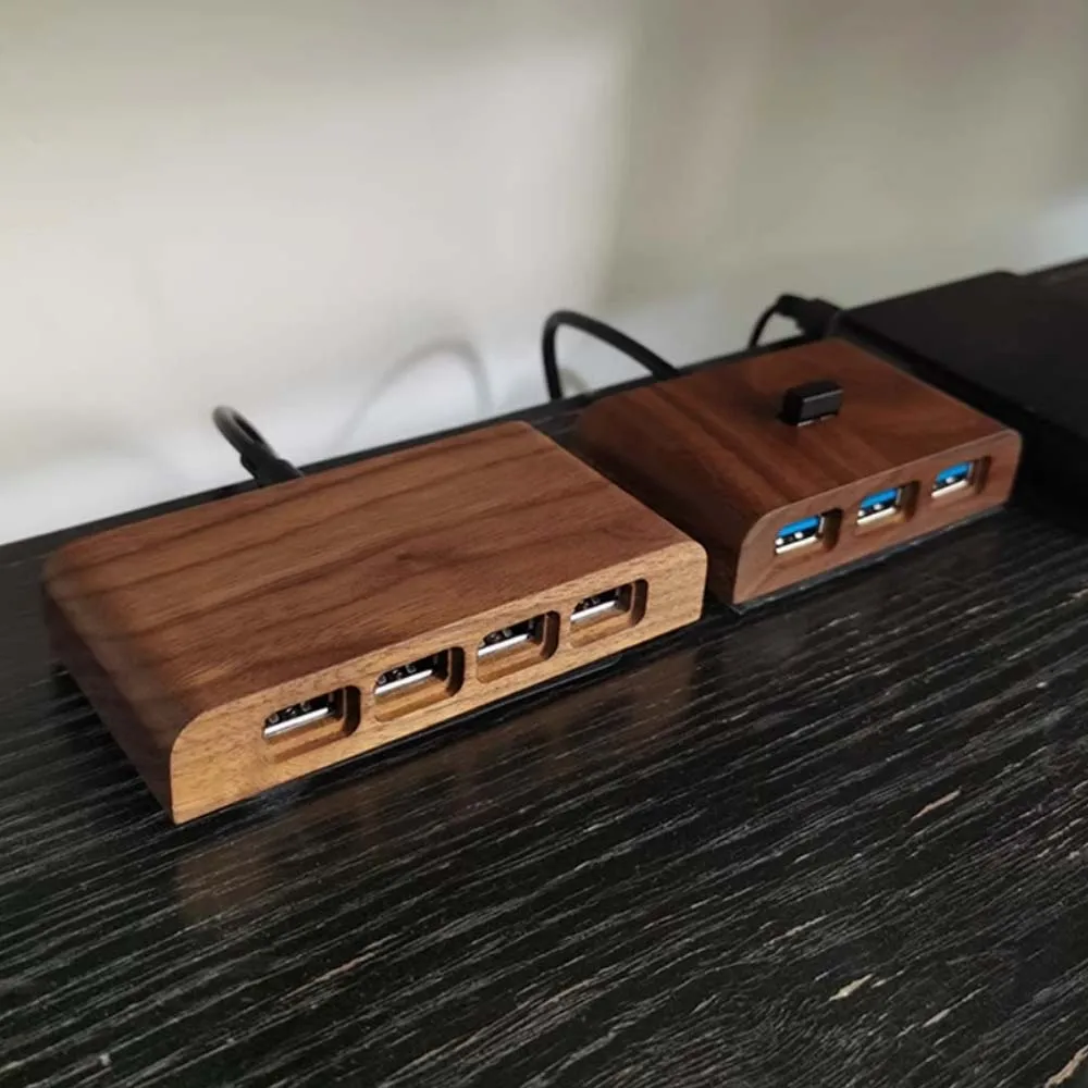 Expansor de hub de madeira de nogueira sólida divisor usb multi-interface computador desktop para ser hub limpo