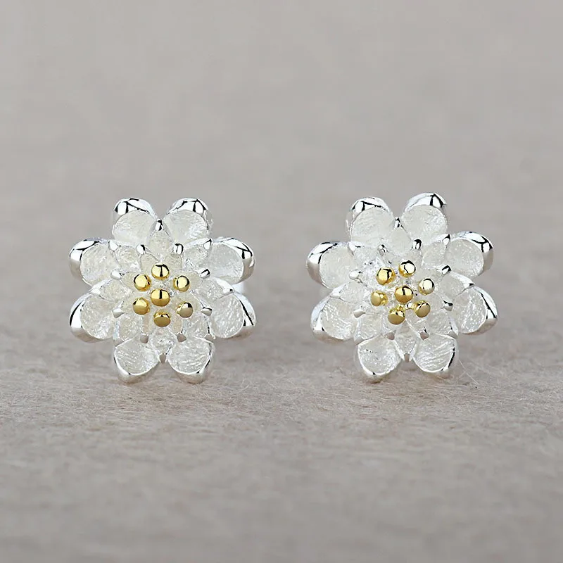 Butik Lady Shining Flower Fashion 925 Sterling Silver Kolczyk sztyft Chrząstka Piercing Kolczyki Biżuteria Boho Prezent dla kobiet