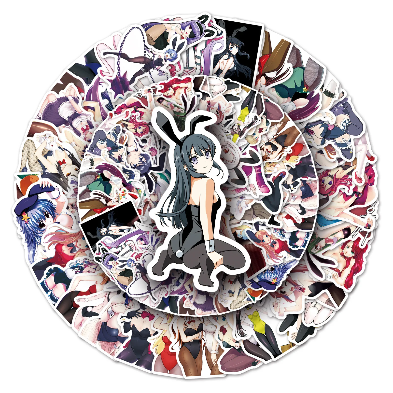 60 pegatinas sexys de conejita para portátiles, teléfonos, patinetas, equipaje, surtido de diseños divertidos para regalos y recuerdos de fiesta.