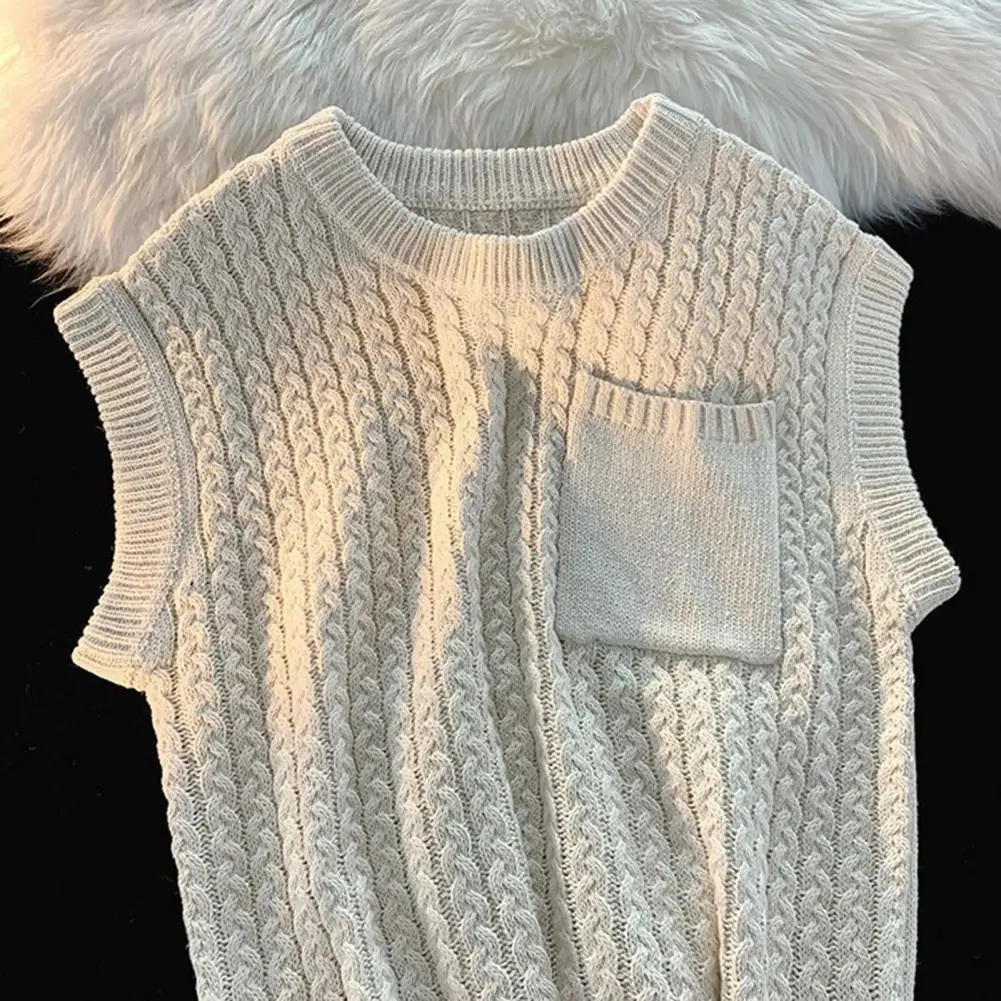 Chic Sweater Vest Knitted Thermal Knitwear Elastic Preppy Style Spring Sweater