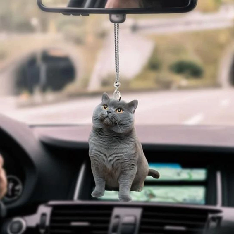 Car Pendant Mini Branch Cat Dog Hanging Charm Ornament Car Pendant Rearview Mirror Hanging Swing Decoration Keychain Ornaments