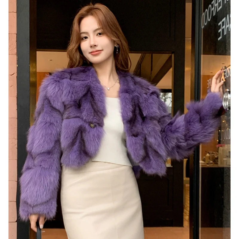 Natural Real Fox Fur Coat New Winter Coat Female Luxury Style Warm Thick Real Fur Women's Fluffy And Fur Real Leather Jacket
