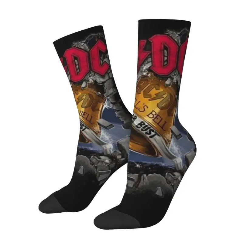 Cute AC DC Rock Roll Band Socks Women Men Warm 3D Print Vintag Heavy Metal Basketball Sports Socks