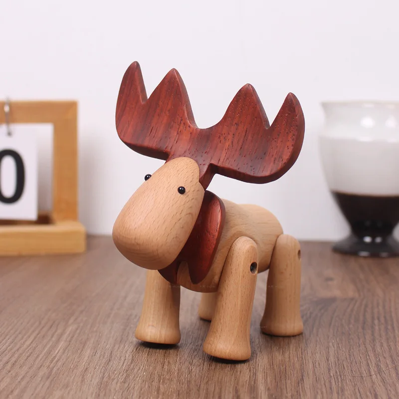 

Beech Deer Christmas New Year Wedding Gift Elk Tabletop Decoration Creative Arts Crafts Kids Novelty Cute Puppet Figurine Doll