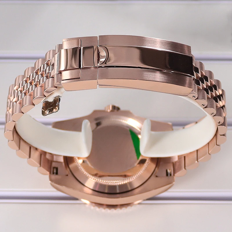 Roségold 40mm NH35 Uhrengehäuse Wasserdicht für NH35 SUB NH36 GMT NH34 NH70 NH72/Miyota 8215/ETA 2824 Gehäuse Jubilee-Armband 20mm – Detail 9
