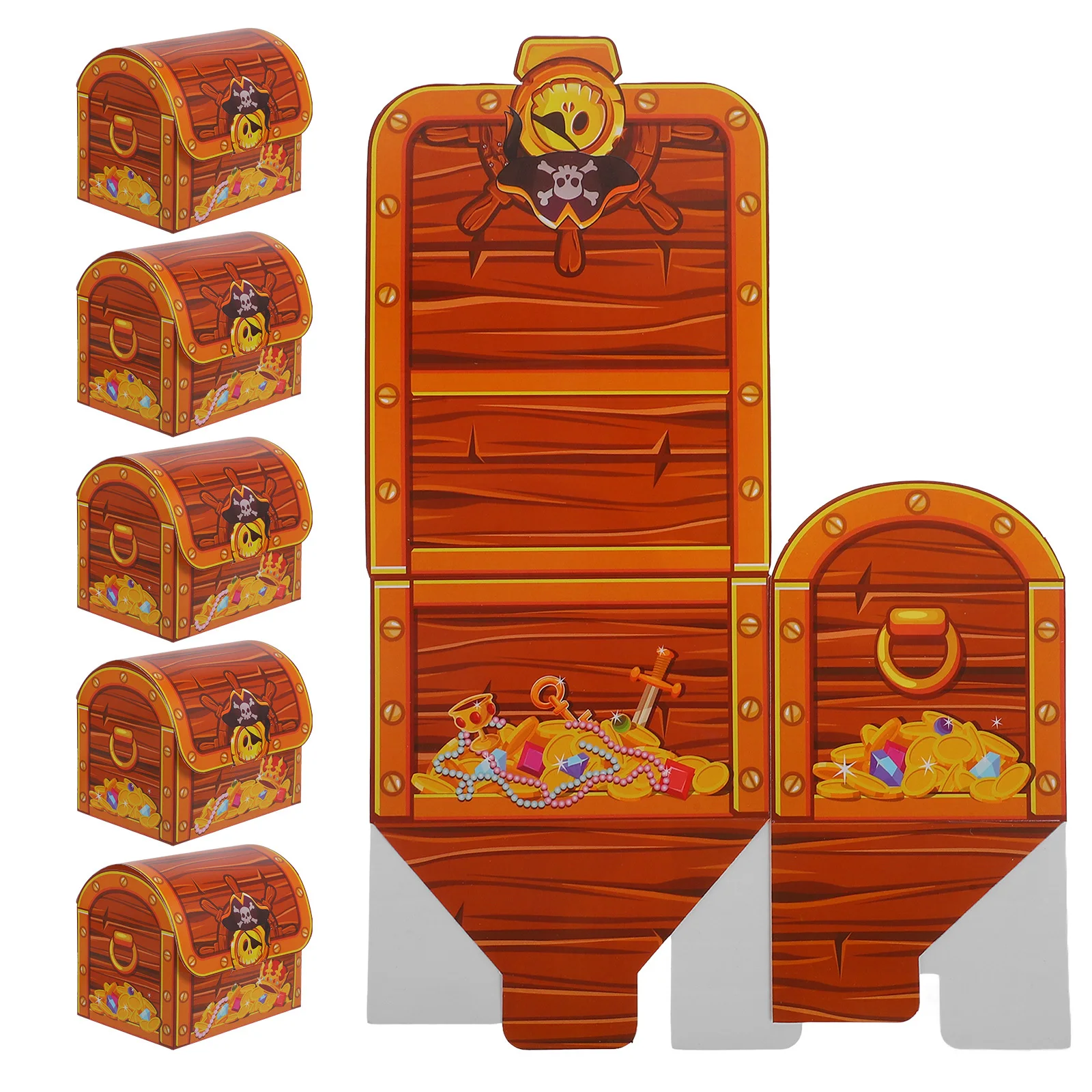 

6pcs Pirate Treasure Paper Box Retro Candy Treat Case For Halloween Party Wedding Decoration Goodie Boxes Favours Supply