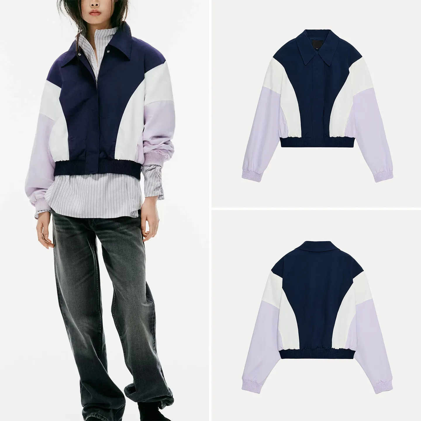 Women's Pilot Jacket Coat Long Sleeve Collar Autumn New Arrival ZADATA Standard Fit Short Outerwear Other Material 100%
